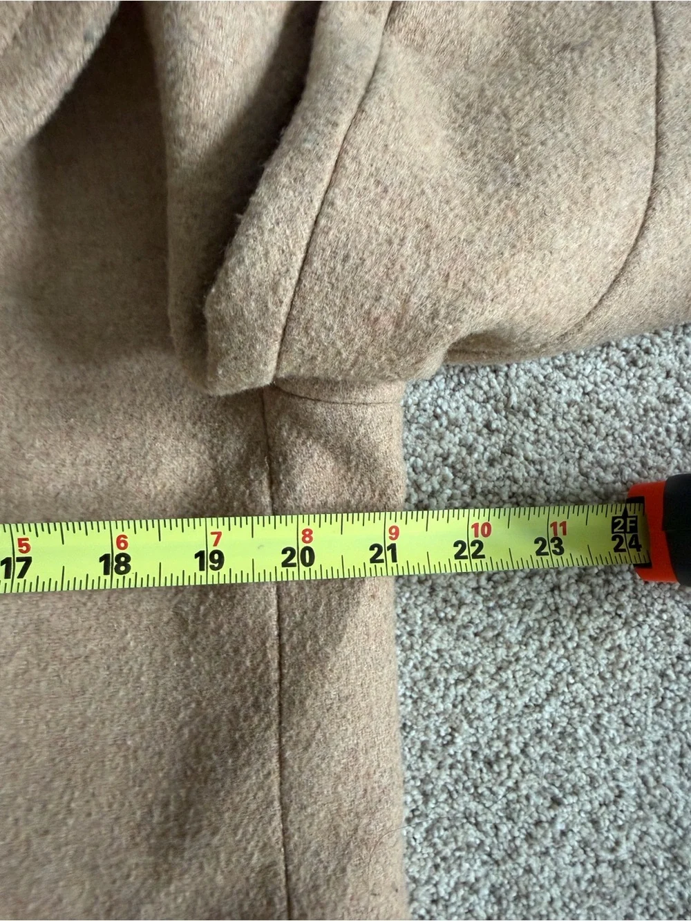 J Crew Camel Wool Blend Women's City Coat Pea Coat Funnel Neck